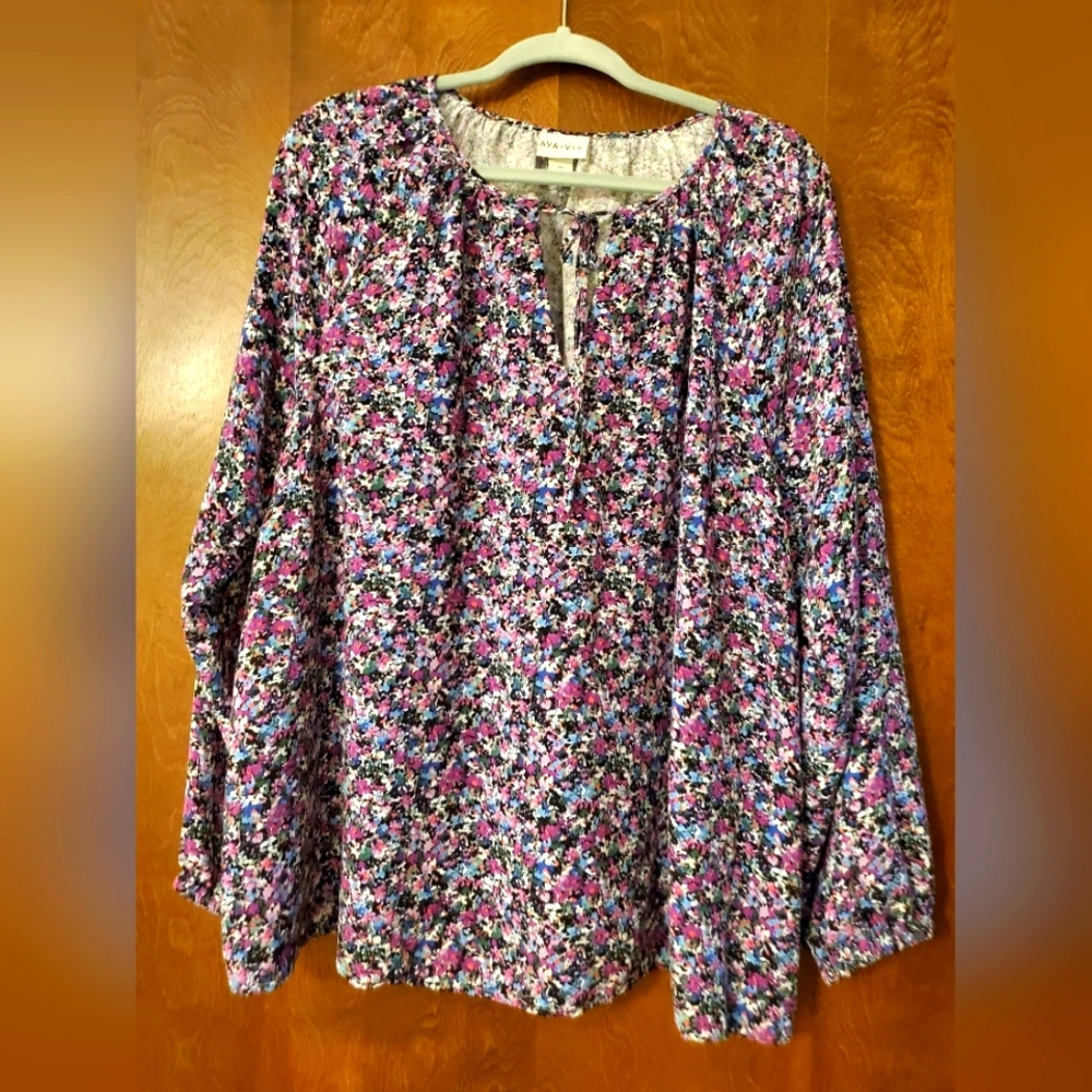 Ava Viv Floral Blouse Size 1X